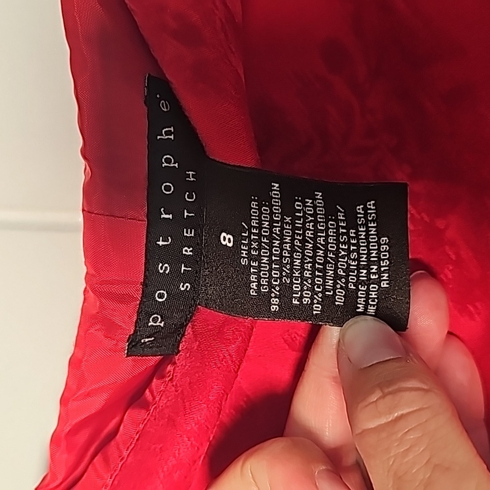 Apostrophe sz 8 red damask skirt - Picture 2 of 9